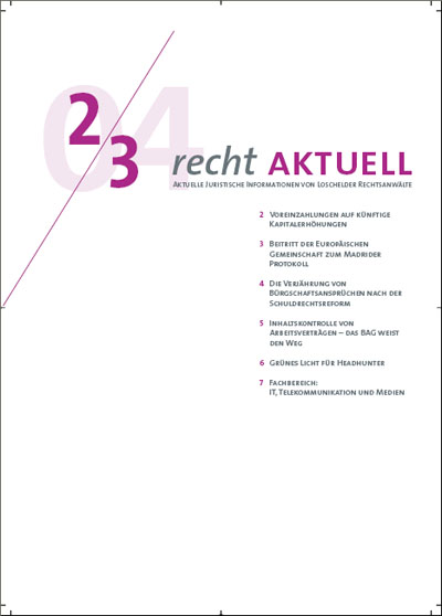 Loschelder Rechtsanwälte - RechtAktuell Ausgabe 02.2004